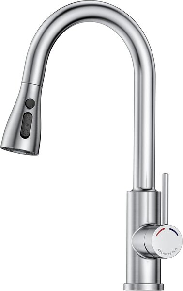 SREWOHS PRO: Miscelatore da cucina con doccetta estraibile, girevole a 360°, in acciaio