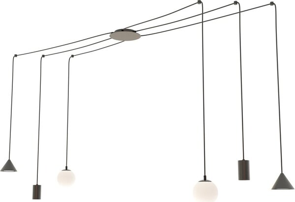 Lampada a sospensione di design a ragno, nera, regolabile, FUJI 2xE14 / 2xGU10 / 2xGX53 10W Emibig