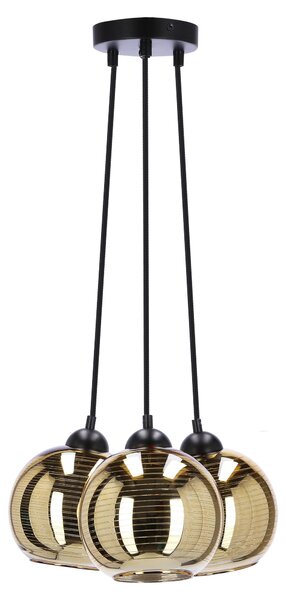 Lampada a sospensione moderna RUBEAM 1 - 3xE27, 60W, nero / oro