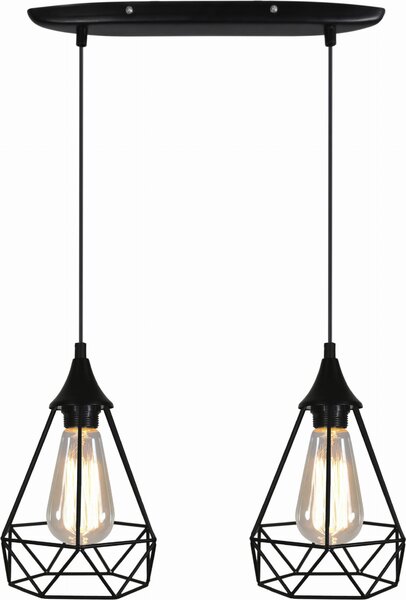 Lampada a sospensione Graf nera 2xE27x60W in metallo, dimensioni: 115x49x19 cm, IP20, Candellux