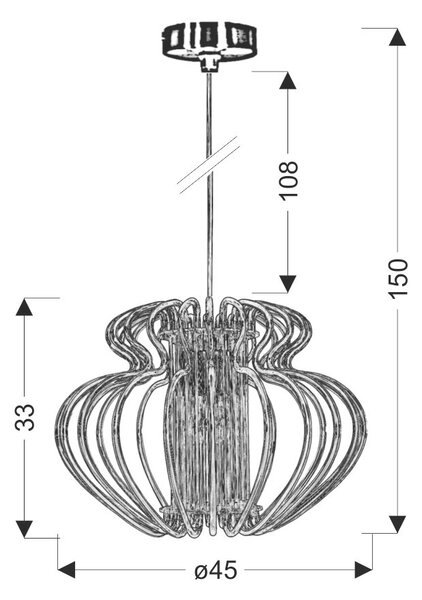 Lampada a sospensione IMPERIA cromata-rossa 1xE27x60W in metallo, dimensioni: 150x45x45 cm, IP20, Candellux