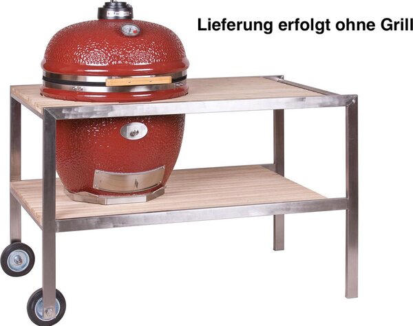 Monolith LeChef - Tavolo in acciaio inox e legno di teak
