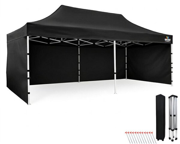 Gazebo pieghevole 3x6, tettoia mobile impermeabile 330 g/m², telaio in acciaio + 3 pareti