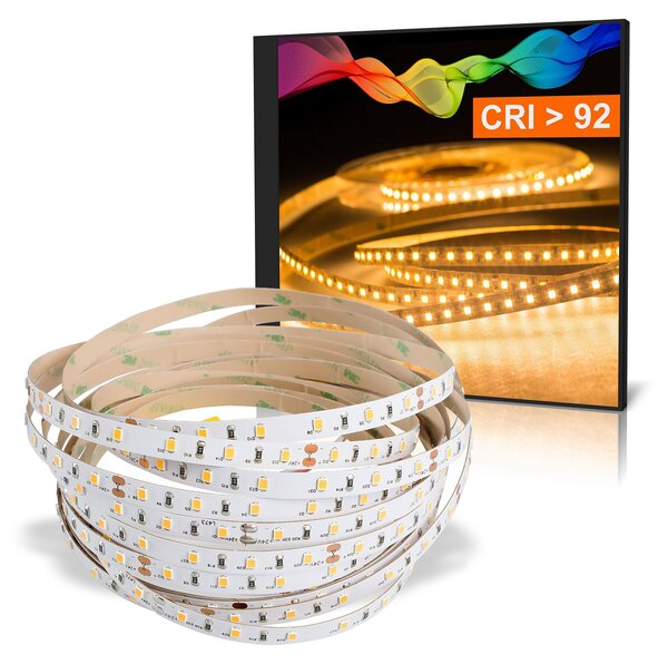 Striscia LED 2835 Bianco caldo (2700K) CRI 92 36W 5 metri 24V IP20