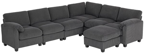 Divano ad angolo HOMCOM, a forma di U, 292x224 cm, con imbottitura a molle e braccioli imbottiti