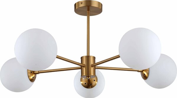 Lampada a sospensione Roma oro-bianca 5xE14x40W in metallo, dimensioni: 30x78,5x78,5 cm, IP20, Light Prestige