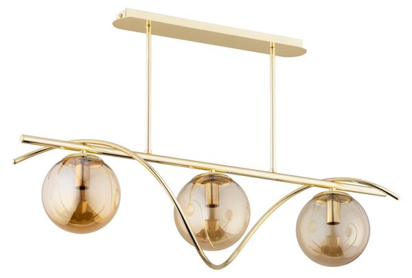 Lampada a sospensione VARNA oro-ambra 3xE14x10W in metallo, dimensioni: 50x75x22 cm, IP20, Alfa