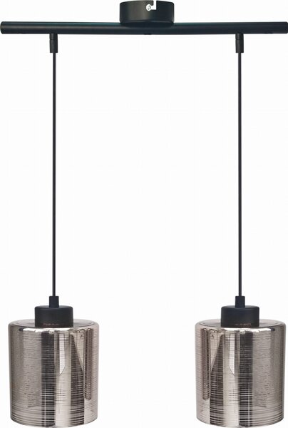 Lampada a sospensione COX nera-cromata 2xE27x60W in vetro, dimensioni: 125x45x12 cm, IP20, Candellux