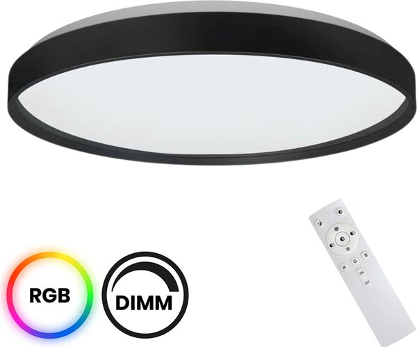 Plafoniera LED rotonda RGBW con telecomando RINGO bianco e nero 36W Colori cangianti 3250 lm Plastica Dimensioni: 8,5 x 39 x 39 cm IP20 Milagro