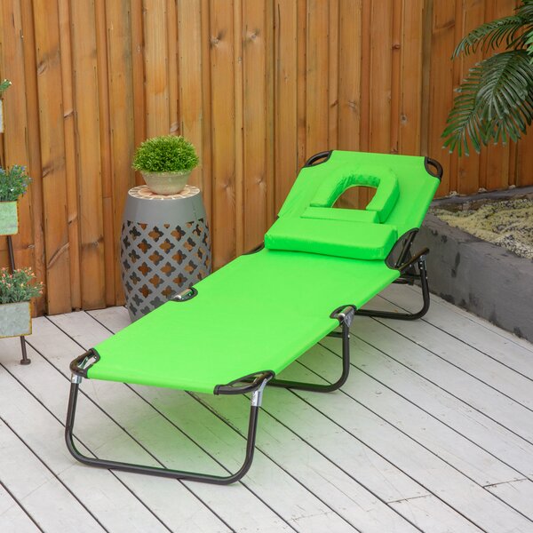 Outsunny Lettino da Giardino Chaise Longue Pieghevole Bain de Soleil per Lettura verde