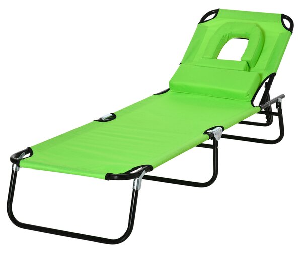 Outsunny Lettino da Giardino Chaise Longue Pieghevole Bain de Soleil per Lettura verde