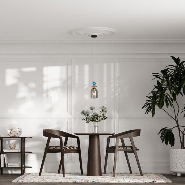 Lampada a sospensione in vetro Tropea Vintage, design oro antico