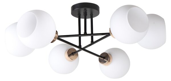 Illuminazione a soffitto AMANDA - 6xE27, 40W, nero / oro / bianco