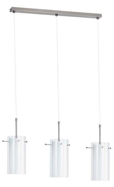Lampada a sospensione bianca a tre luci con paralume cilindrico in vetro BOLT 3xE27 15W ALF13243 Alfa