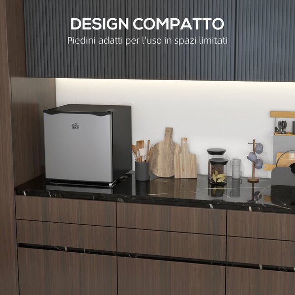 HOMCOM Mini Congelatore da 35L con Ripiano Rimovibile e Temperatura Regolabile, 47x44.2x48.8 cm, Argento | Aosom Italy