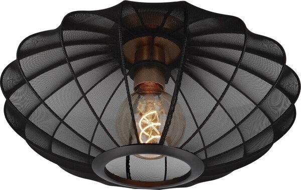 Lampada da soffitto ovale in tessuto nero CORINA 1xE27 40W Lucide