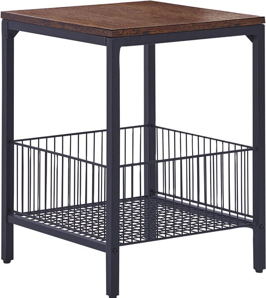 BELIANI Tavolino in legno scuro con truciolato nero 40 x 40 cm con cestino in metallo piano quadrato stile salotto moderno industriale