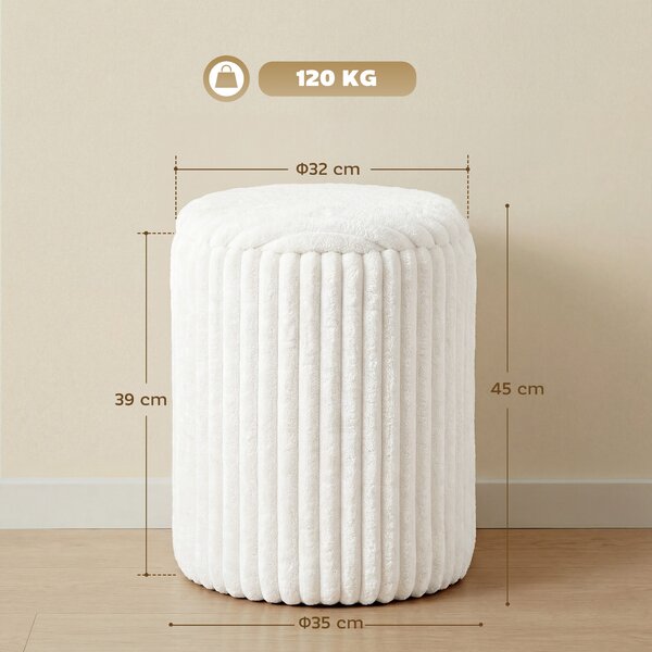 HOMCOM Pouf Contenitore con Coperchio Reversibile, Moderno Sgabello Imbottito in Velluto a Coste per Soggiorno e Camera da Letto, Bianco | Aosom Italy
