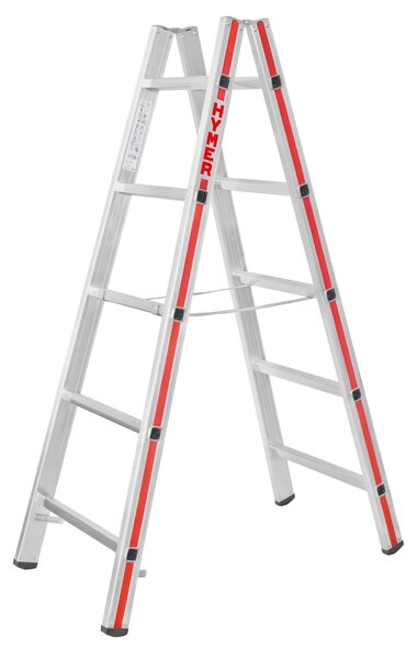 Scala a pioli Hymer, accesso bilaterale, 2x5 pioli, altezza verticale 1,45 m, altezza di sbraccio 2,77 m, peso 5,1 kg