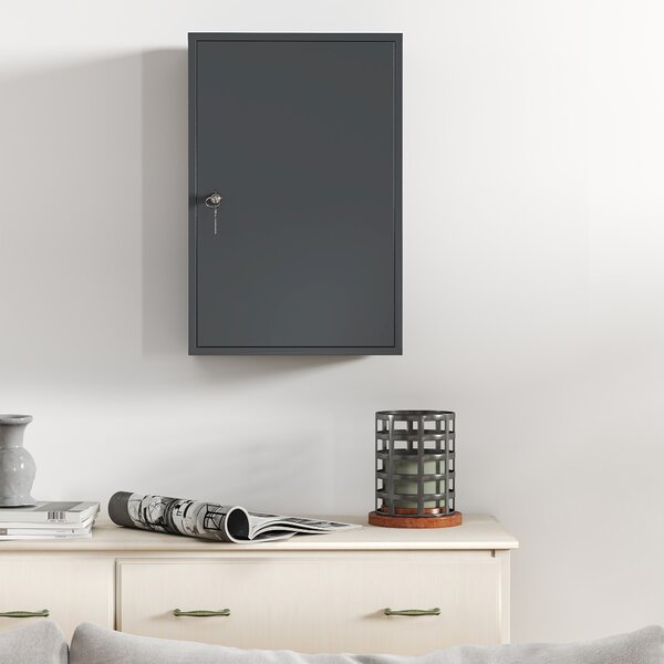 Kleankin Armadio Porta Medicinali da Parete, Armadietto da Bagno con 3 Ripiani e 2 Chiavi, 40x18x60 cm, Grigio | Aosom Italy