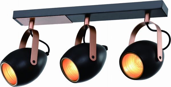 Candellux Lampada da soffitto/parete Anica nera e rame per lampadina 3x E14 93-82589