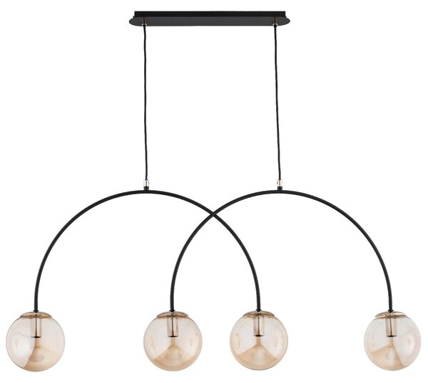 Lampada a sospensione BENDO nero-ambra-oro 4xE14x10W in metallo, dimensioni: 95x105x15 cm, IP20, Alfa