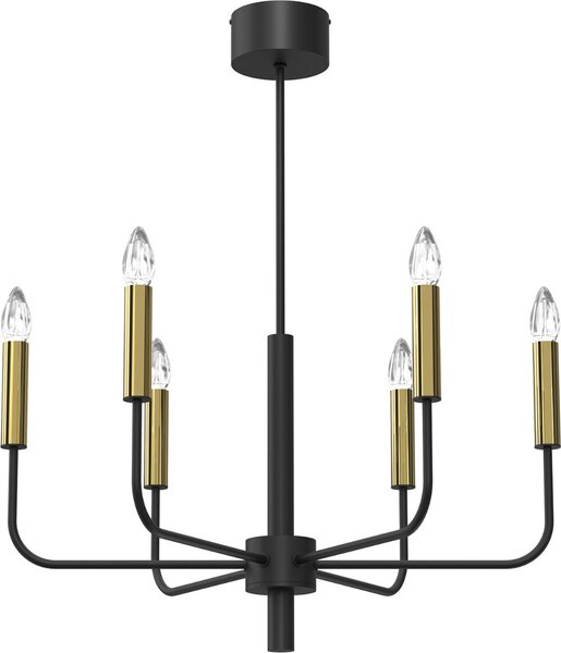 Lampadario a sospensione Akasya nero e oro 6xE14 15W Luminex