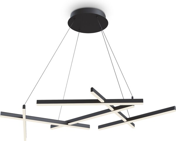 Lampada a sospensione a LED nera asimmetrica, 6 punti luce, Maytoni LINE, 3100 lm