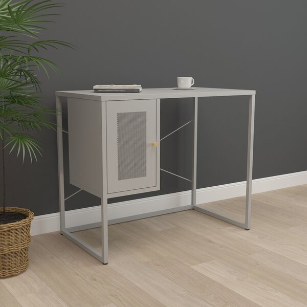 Scrivania 'Sund' con vano portaoggetti rettangolare in acciaio 75 x 100 x 50 cm grigio