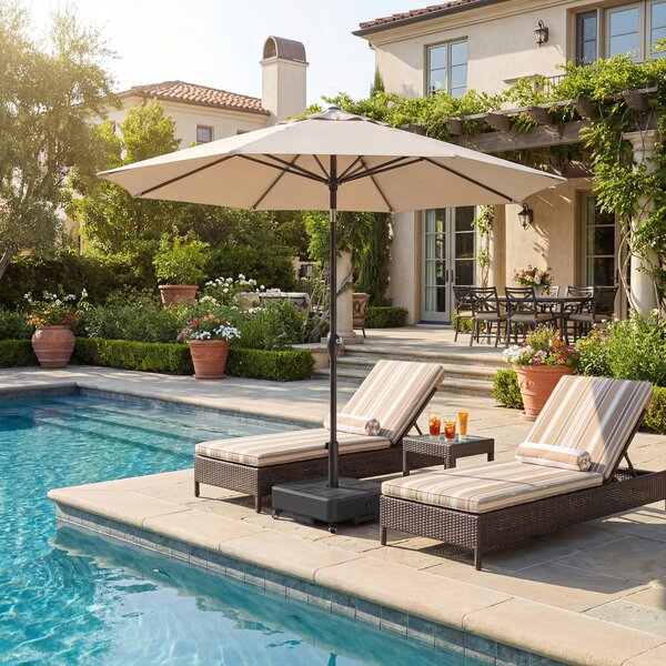 Outsunny Piede per Ombrellone Quadrato, Base Esterna con Ruote Riempibile fino a 35kg di Sabbia o 28L d'Acqua, 48x48x38,5 cm, Nero | Aosom Italy