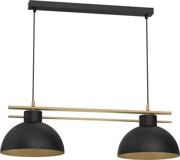 Estate 2xE27 15W Luminex strip lampada a sospensione 2 paralumi neri tubolari oro