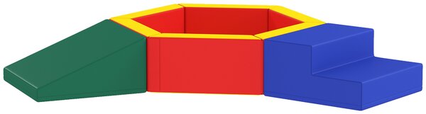 AIYAPLAY Percorso Motricità per Bebè in Schiuma EPE con Piscina di Palline, Modulo Motricità per Bebè con Fodera in PU, Multicolore | Aosom Italy