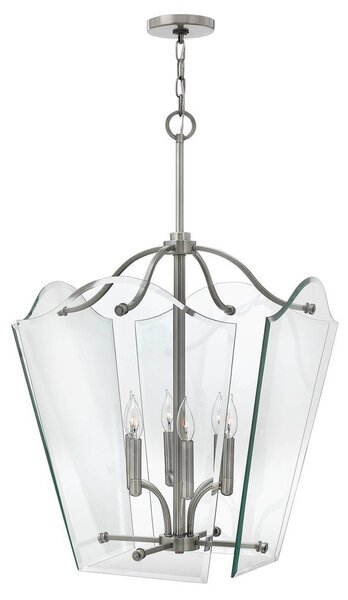 Lampada a sospensione Wingate in nichel, 6xE14x60W, vetro, dimensioni: 393,9x50,8x50,8 cm, IP20, Hinkley