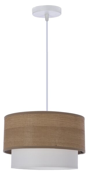 Lampadario rotondo a sospensione RUBEN - 1xE27, 60W, noce / bianco