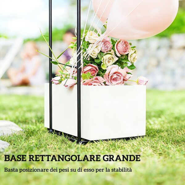 Outsunny Arco da Giardino in Metallo con Base per Piante Rampicanti per Cerimonie, Compleanni ed Eventi, Nero | Aosom Italy