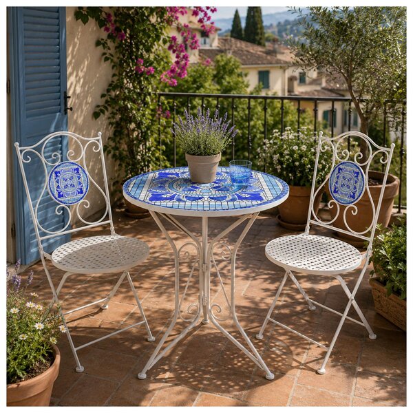 Set da balcone composto da tavolo in metallo color crema Santorin e 2 sedie