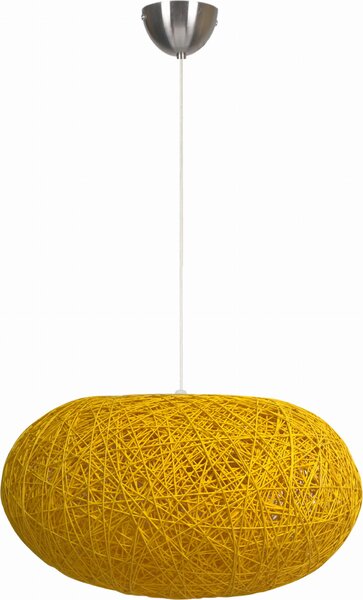 Lampada a sospensione LIVIO cromata-gialla 1xE27x60W con cavo / sisal, dimensioni: 110x38x38 cm, IP20, Candellux