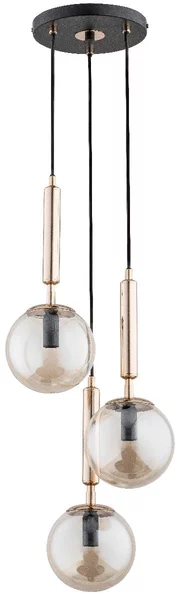 Lampada a sospensione VOLDA nero-oro-ambra 3xE14x10W in metallo, dimensioni: 90x28x28 cm, IP20, Alfa