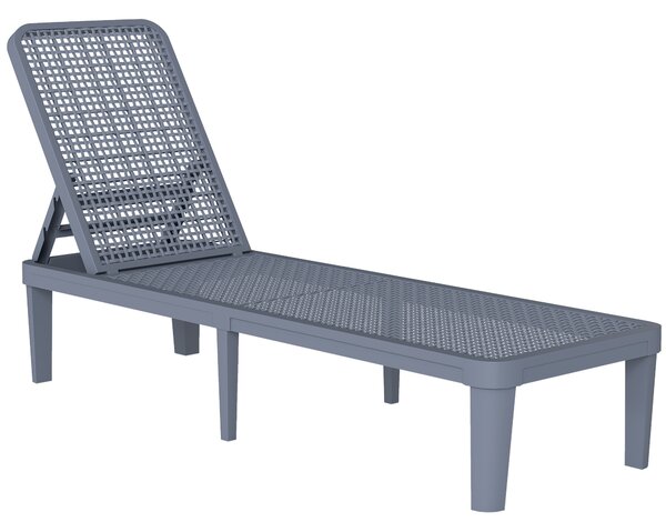 Outsunny Lettino Reclinabile da Giardino Esterno con Schienale Regolabile in 4 Posizioni e Struttura in PP, 191x55x35,5 cm, Grigio Scuro | Aosom Italy