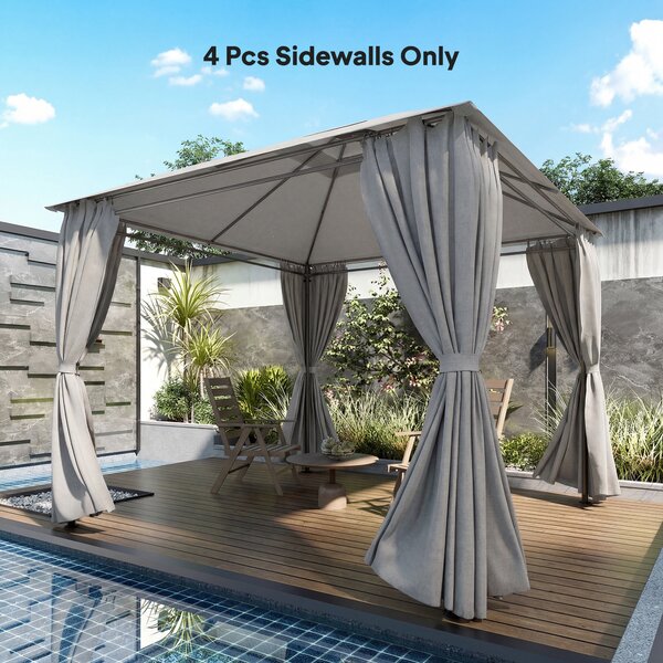 Outsunny 4 Pareti Laterali per Gazebo 3x3 m, Pannelli Impermeabili per Tenda con 8 Finestre, Protezione UV 30+, Grigio Chiaro | Aosom Italy
