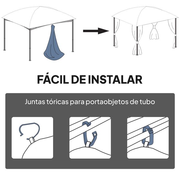 Outsunny 4 Pareti Laterali per Gazebo 3x3 m, Pannelli Impermeabili per Tenda con 8 Finestre, Protezione UV 30+, Grigio Chiaro | Aosom Italy