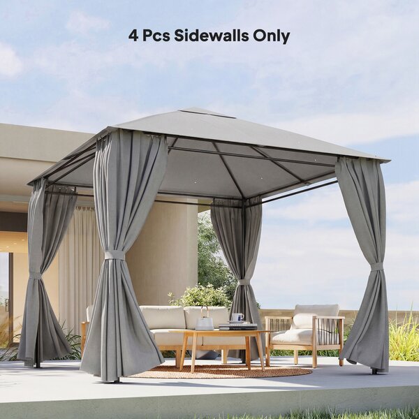 Outsunny 4 Pareti Laterali per Gazebo 3x3 m, Pannelli Impermeabili per Tenda con 8 Finestre, Protezione UV 30+, Grigio Chiaro | Aosom Italy
