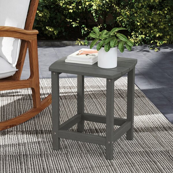 Outsunny Tavolo da Giardino Resistente alle Intemperie in HDPE, per Campeggio, Terrazza e Balcone, 48x37x46 cm, Grigio | Aosom Italy