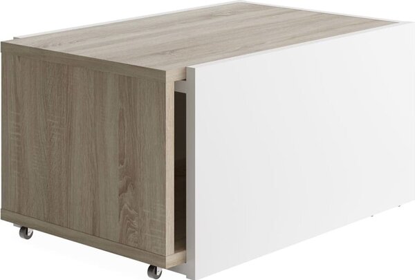 FMD Tavolino allungabile bianco e rovere