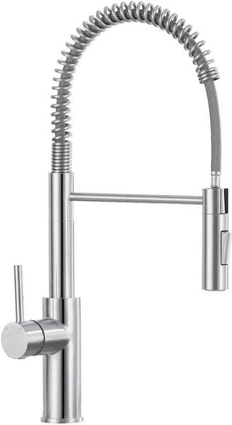 Rubinetto da cucina in acciaio inossidabile con doccetta estraibile, 2 tipi di getto, orientabile a 360°, monocomando