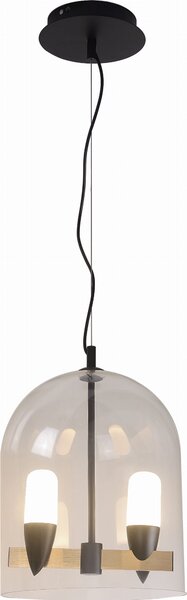 Lampadario a LED SAKAI nero-legno chiaro-marrone 54 W, bianco caldo 810 lm, vetro, dimensioni: 140x30x30 cm, IP20, Candellux