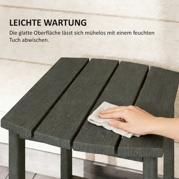 Outsunny Tavolo da Giardino Resistente alle Intemperie in HDPE, per Campeggio, Terrazza e Balcone, 48x37x46 cm, Grigio | Aosom Italy