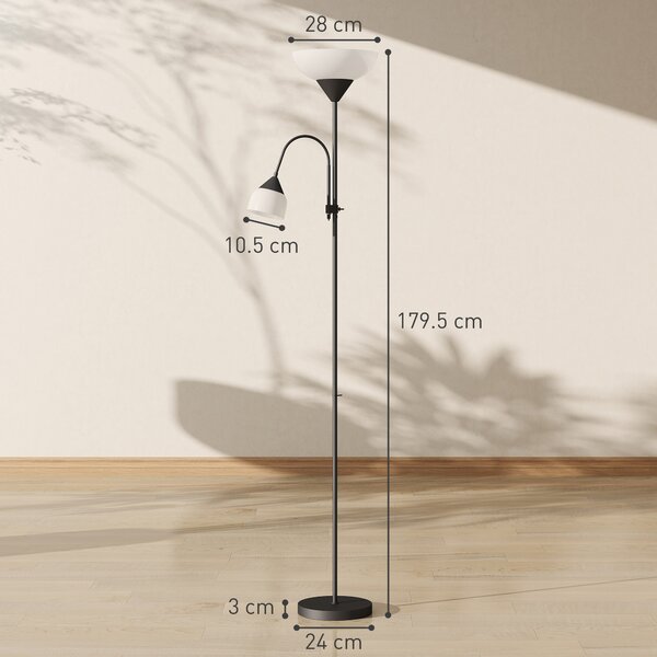 HOMCOM Lampada da Terra Alta con 3 Temperature Colore e Collo Flessibile, Nero | Aosom Italy