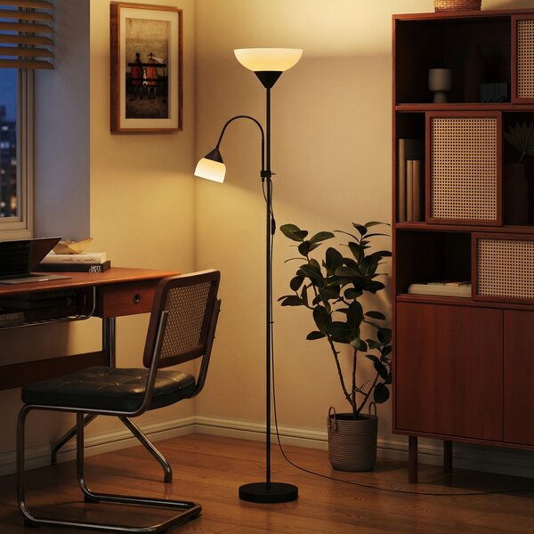 HOMCOM Lampada da Terra Alta con 3 Temperature Colore e Collo Flessibile, Nero | Aosom Italy