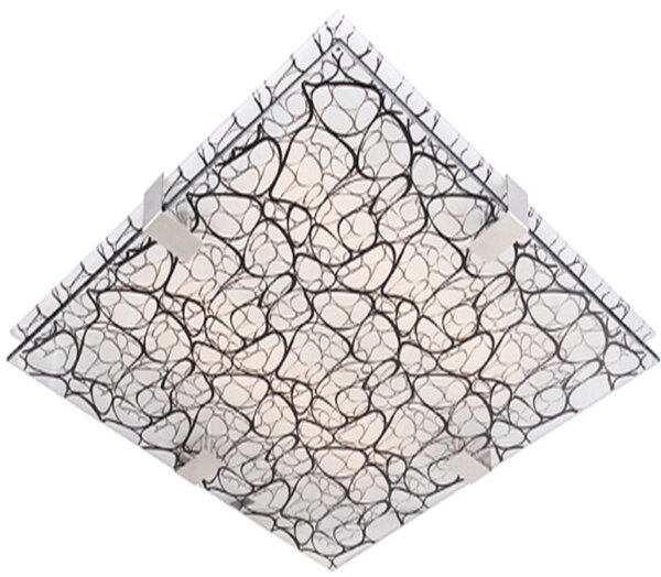 Plafoniera quadrata FIERA bianco-nera 3xE27x40W in vetro, dimensioni: 10x40x40 cm, IP20, Candellux